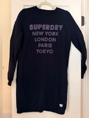 Superdry Black with silver Rhinestone City Logo Sweater Dress